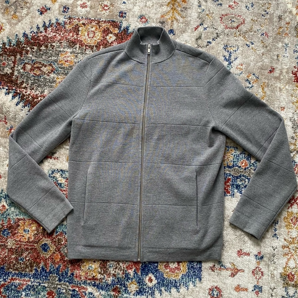 Theory | Merino Wool Gray Full Zip Sweater